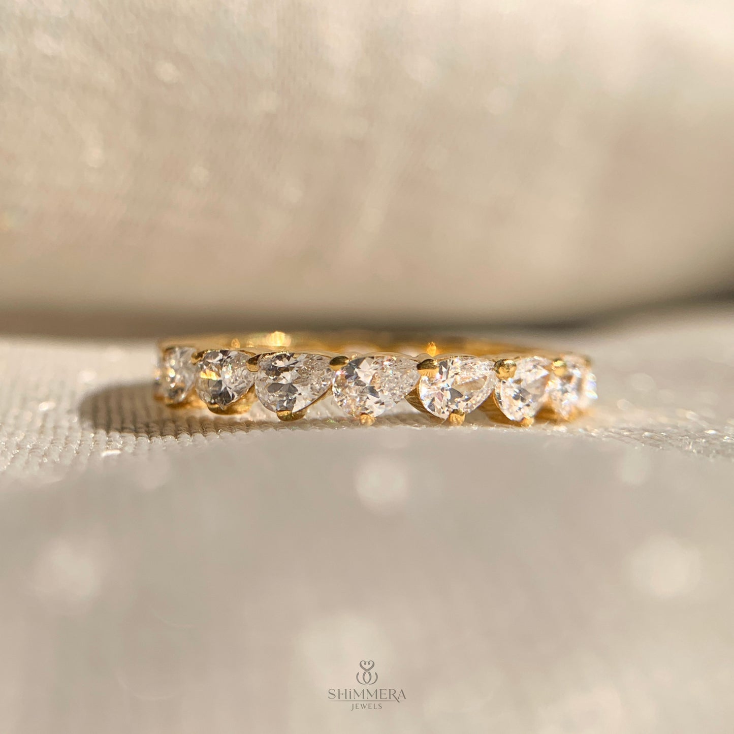 Cross Pear Cut Full Diamond Eternity Band
