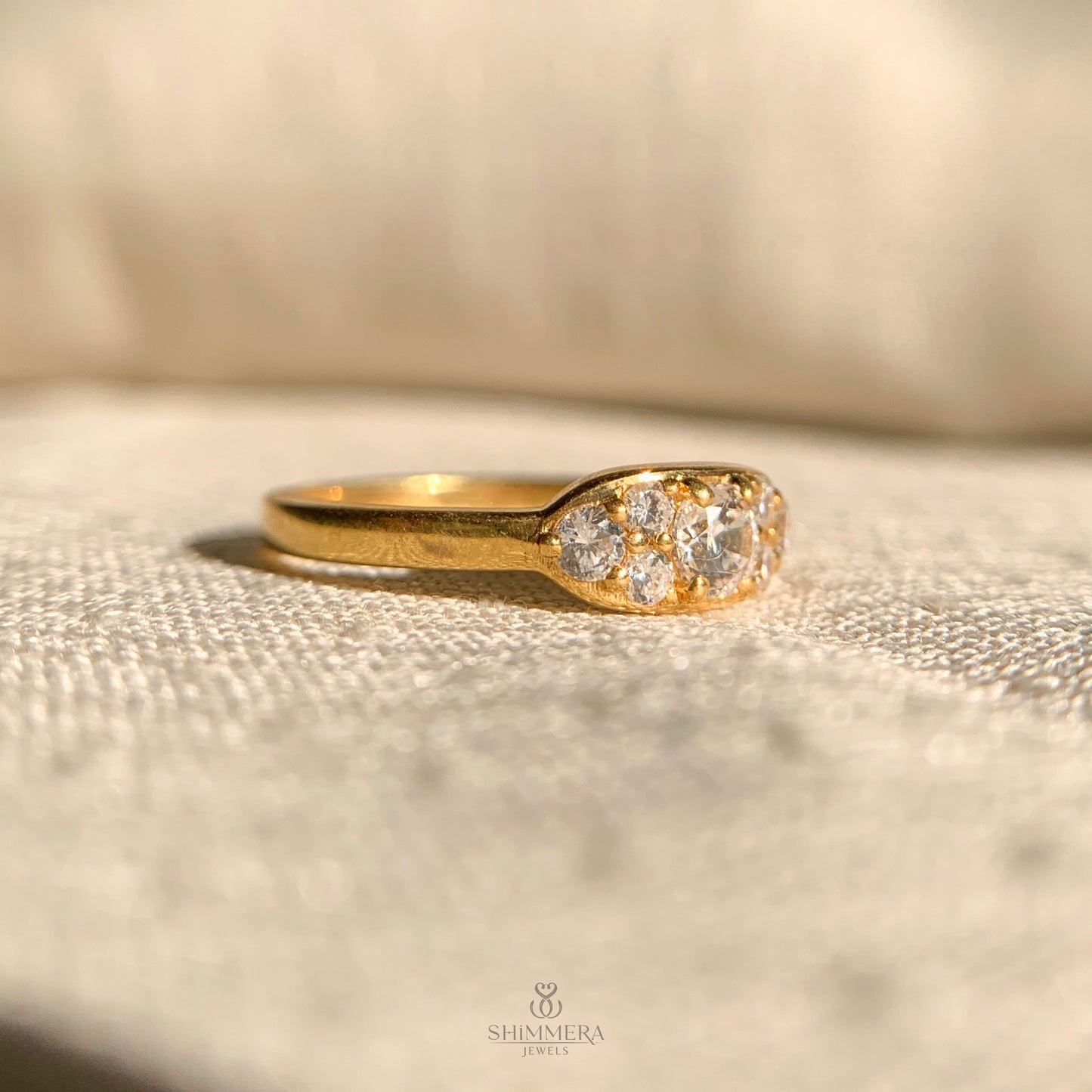 Luxury moissanite cluster ring with round cut diamonds