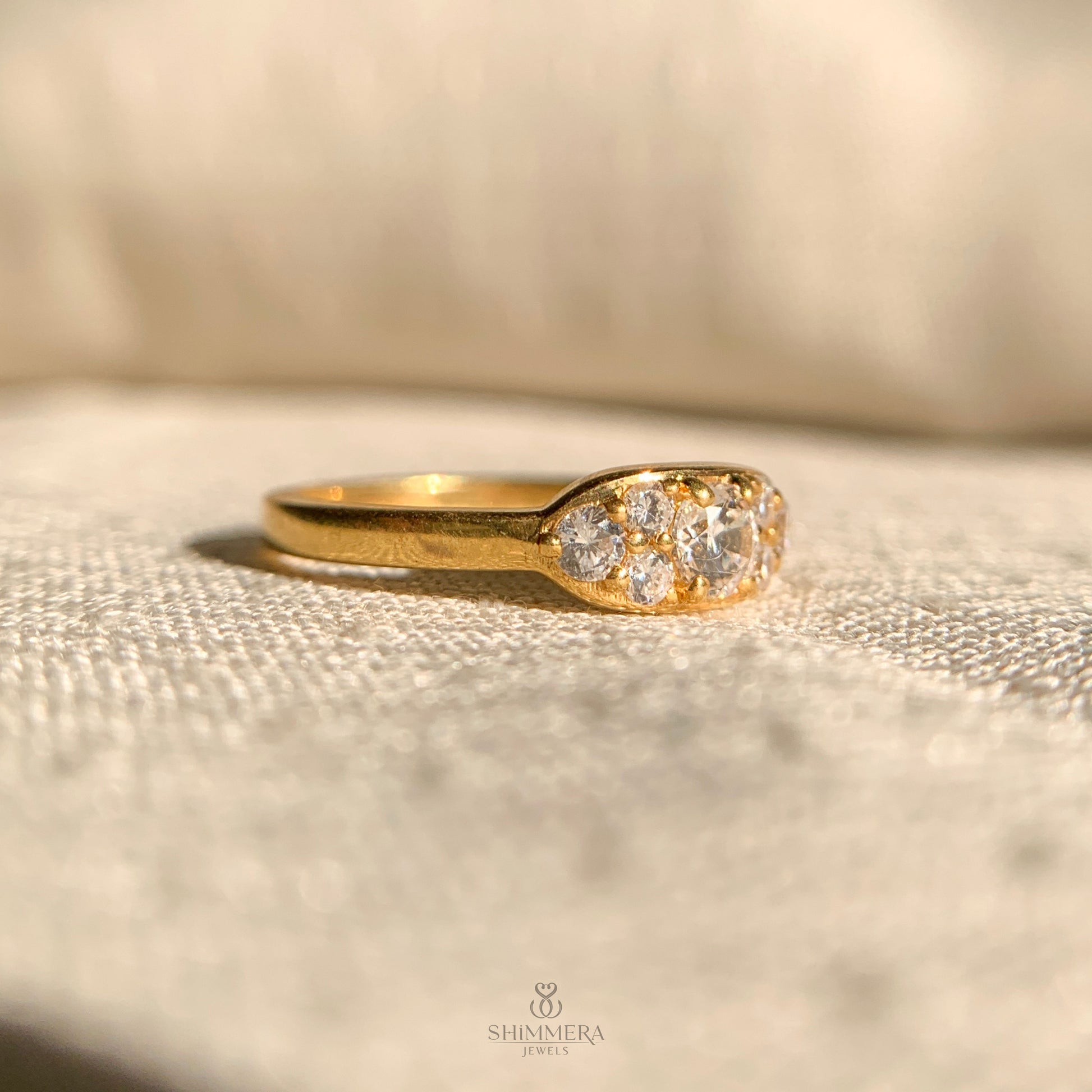 Luxury moissanite cluster ring with round cut diamonds