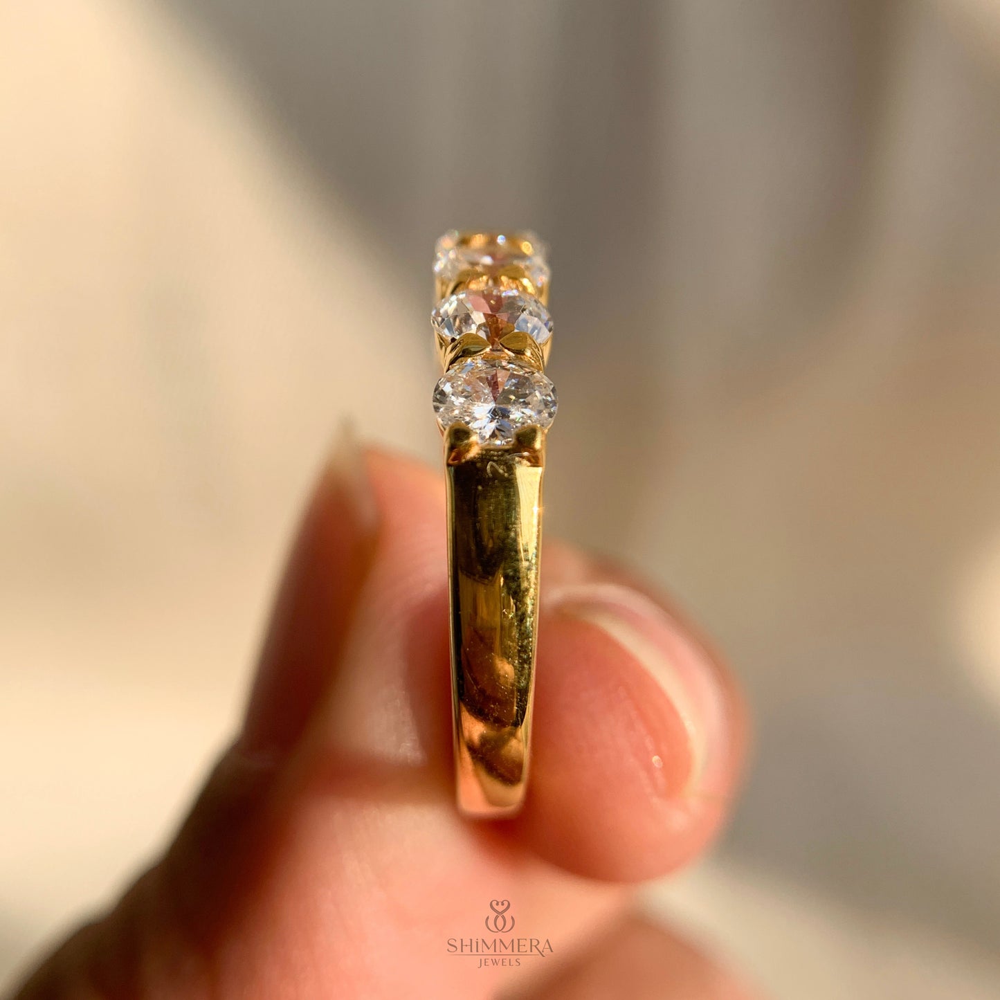 14k Yellow Gold Oval Shaped Diamond Eternity Band