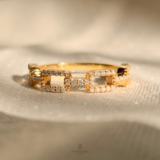 Moissanite Pave Diamond Chain Ring