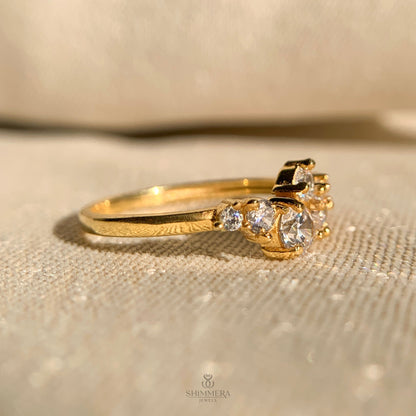 Vintage-inspired moissanite diamond cluster ring for women in gold