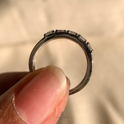 Emerald Shaped Diamond Wedding Band