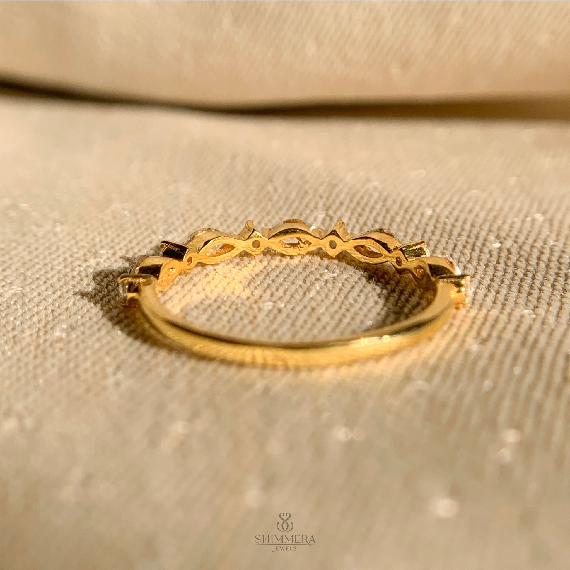 Sparkling marquise and round cut diamond half eternity band for women