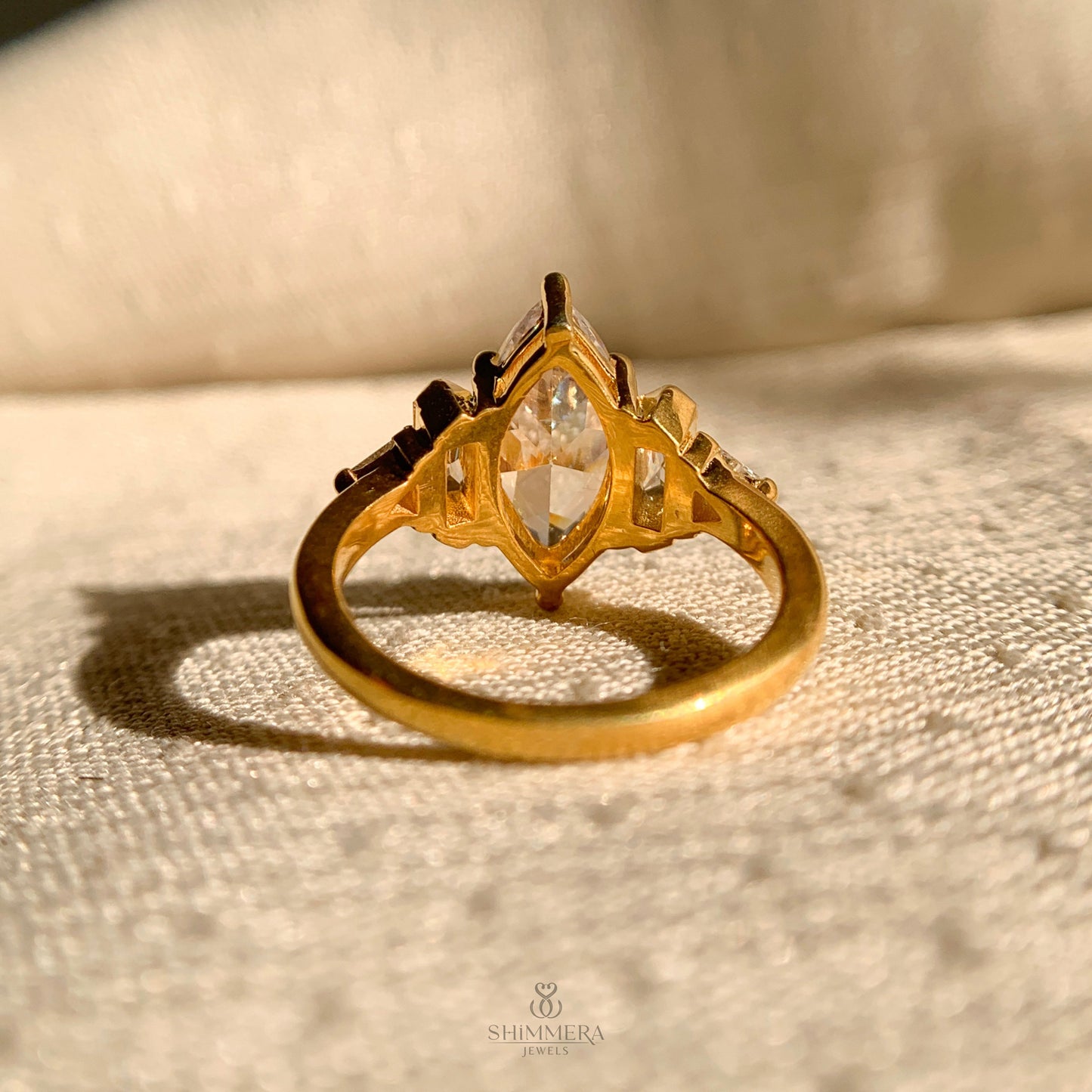 14k Yellow Gold Marquise Cut  Wedding Ring