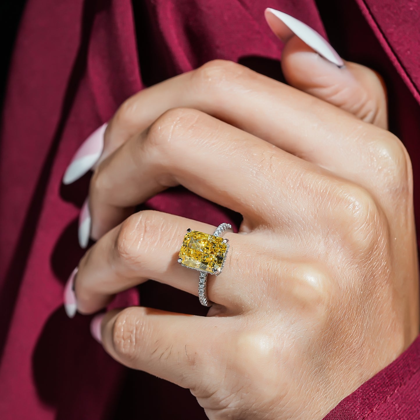 Engagement Ring with a Radiant Yellow Diamond 