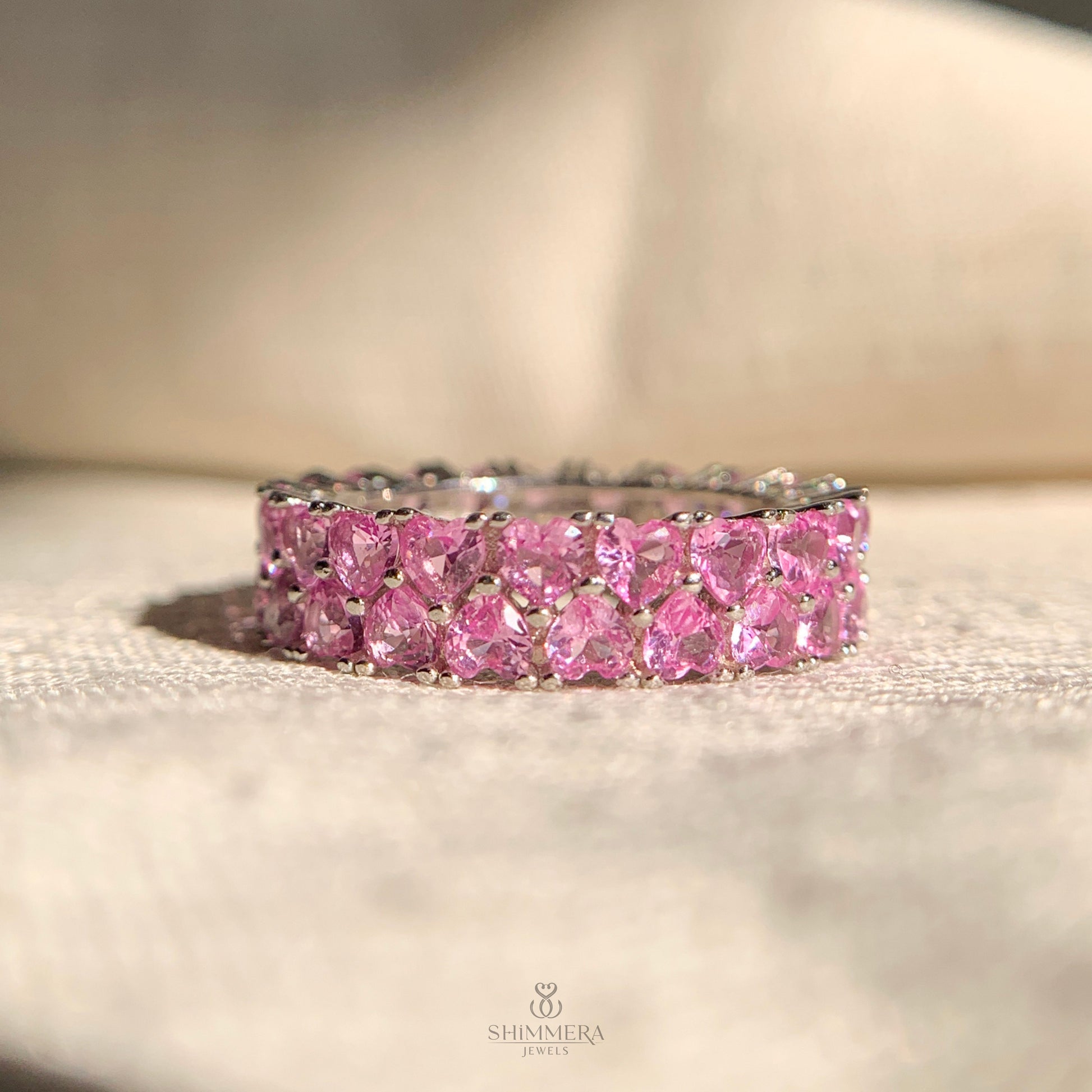 Romantic pink heart diamond ring perfect for anniversary gift