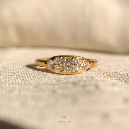 14k Moissanite Round Diamond Cluster Ring