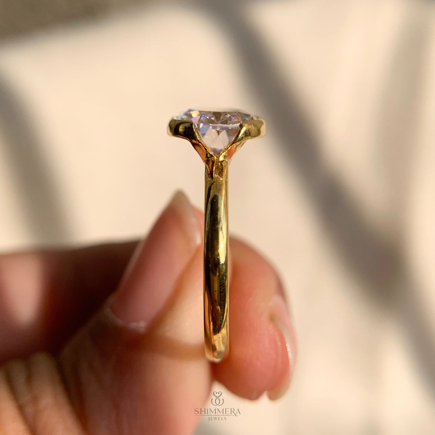 Oval Cut Half Bezel Engagement Ring