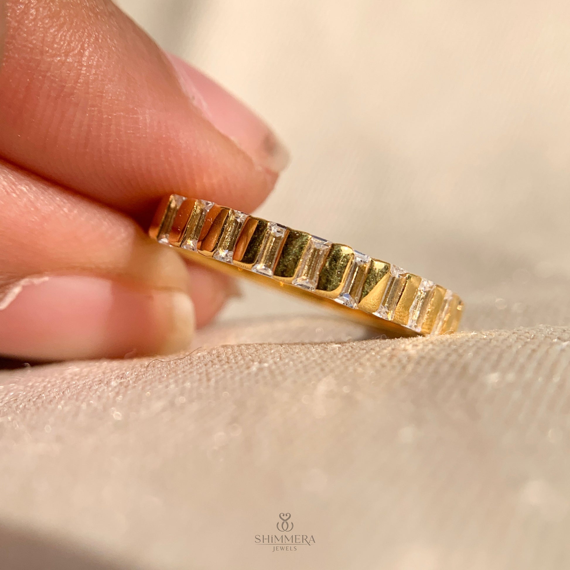 Luxury baguette moissanite wedding band for everyday wear