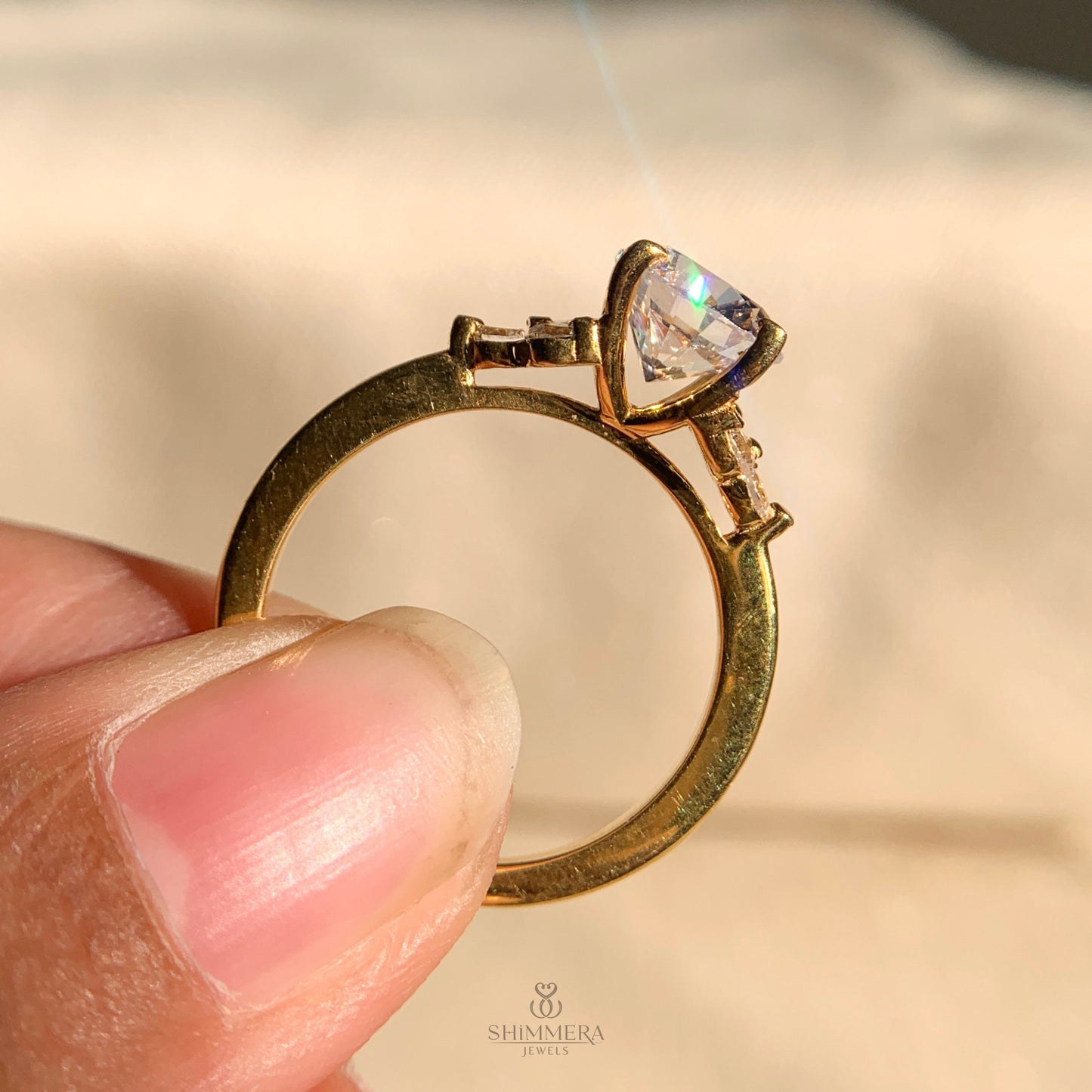 Round Cut With Side Stones Wedding Ring