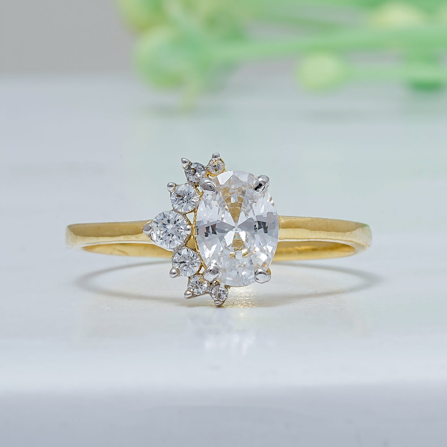 Oval Lab Diamond Trio Cluster Engagement Ring
