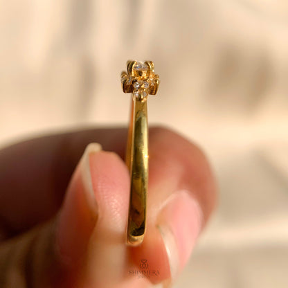 Dainty engagement ring with marquise side stones for women