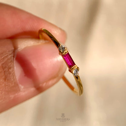 Baguette Shape Stackable Birthstone Rings