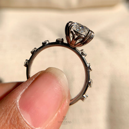 Old European Cut Diamond Line Ring