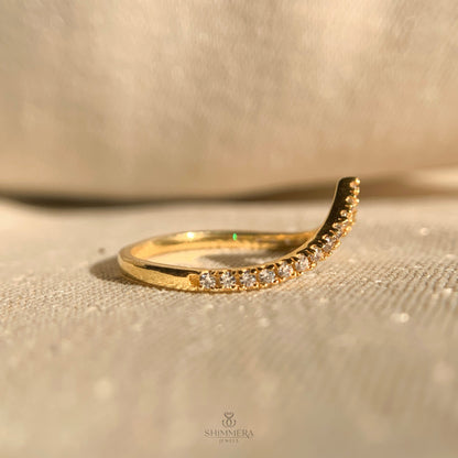 Yellow Gold Chevron Diamond Ring