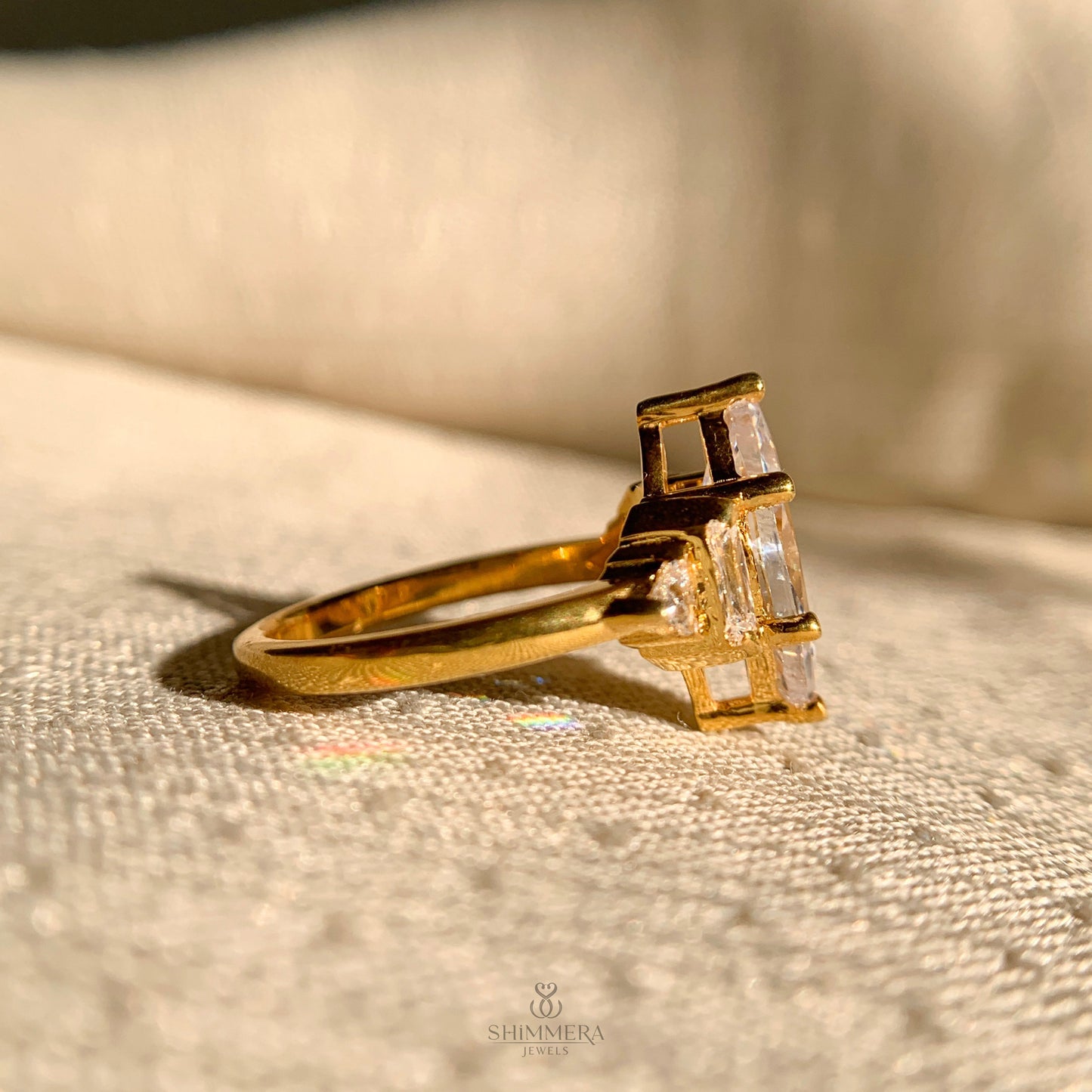 14k Yellow Gold Marquise Cut  Wedding Ring