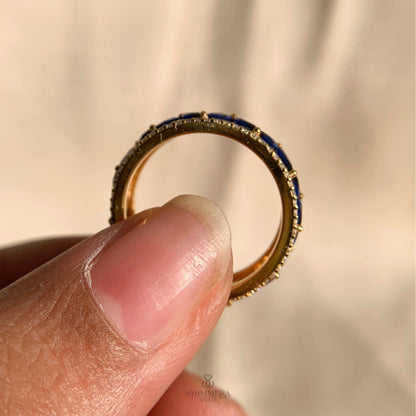 18k Yellow Gold Blue Sapphire Marquise Ring