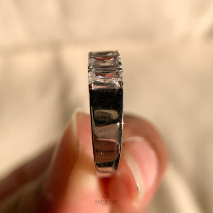 Emerald Shaped Diamond Wedding Band