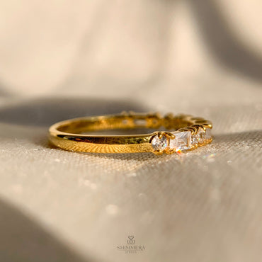 Baguette And Round Diamond Half Eternity Band