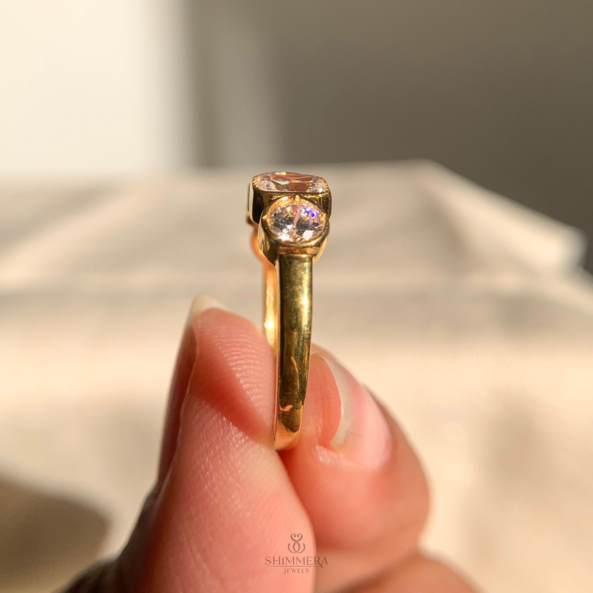 Multi-stone bezel set diamond anniversary ring for her