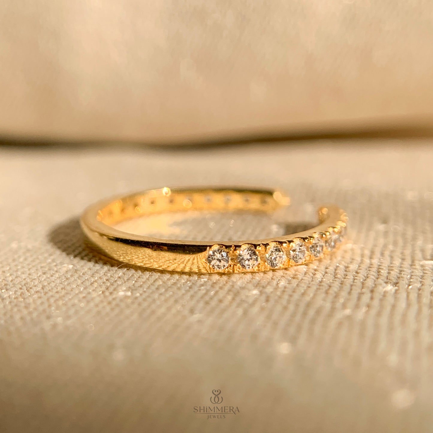 Yellow Gold Moissanite Diamond Cuff Ring