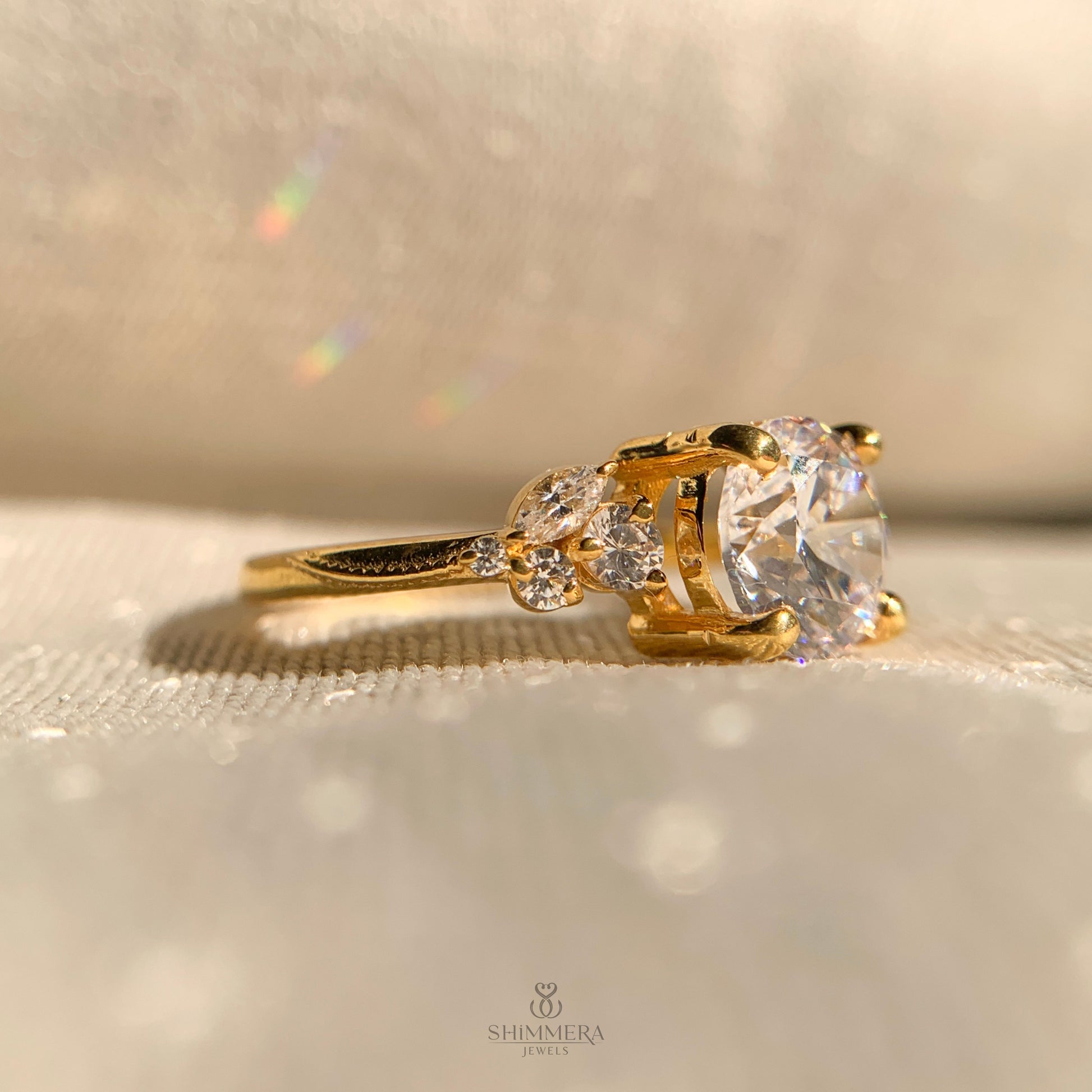 Nature Inspired Round Moissanite Engagement Ring Set ...