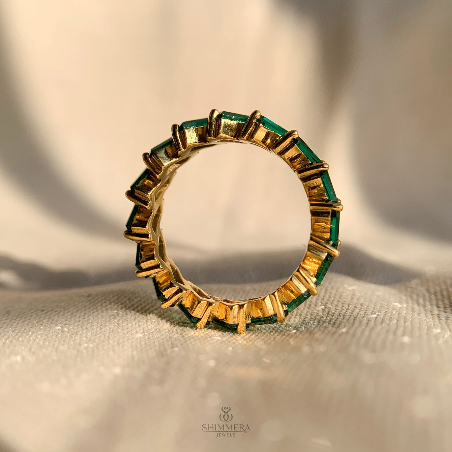 Baguette Cut Emerald Infinity Wedding Band