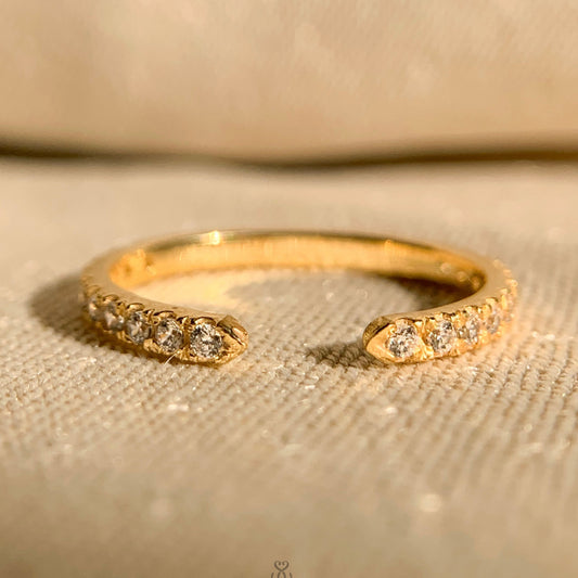 Yellow Gold Moissanite Diamond Cuff Ring