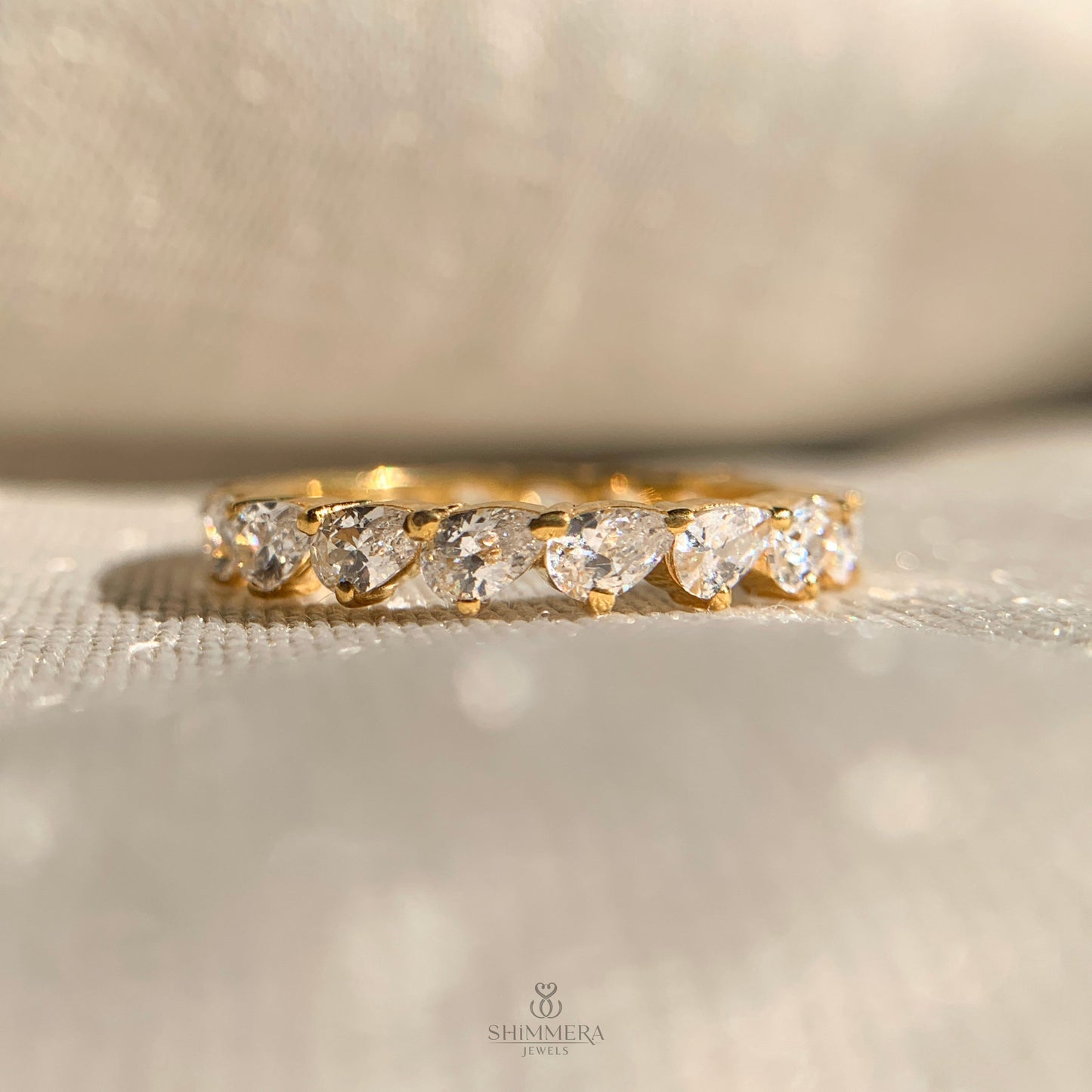 Cross Pear Cut Full Diamond Eternity Band