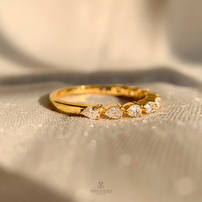 Lab Created Pear Shaped Diamond Gold Band