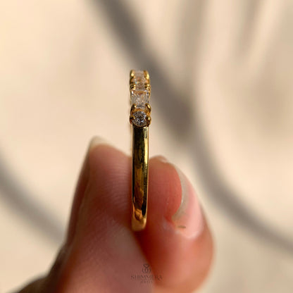 Baguette And Round Diamond Half Eternity Band