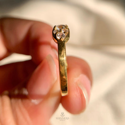 14k Moissanite Round Diamond Cluster Ring
