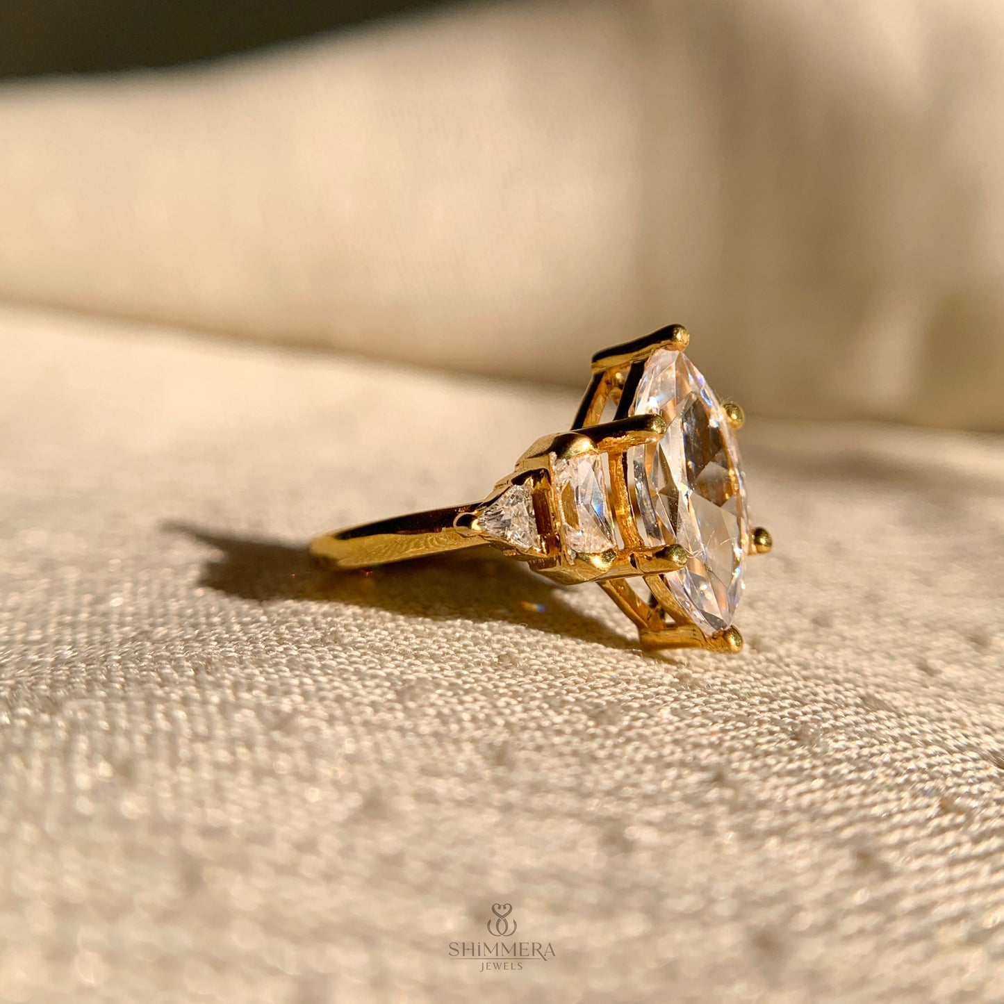 14k Yellow Gold Marquise Cut  Wedding Ring