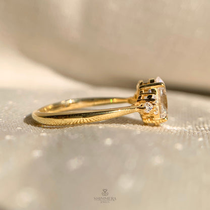 Oval cut engagement ring featuring classic side stone design