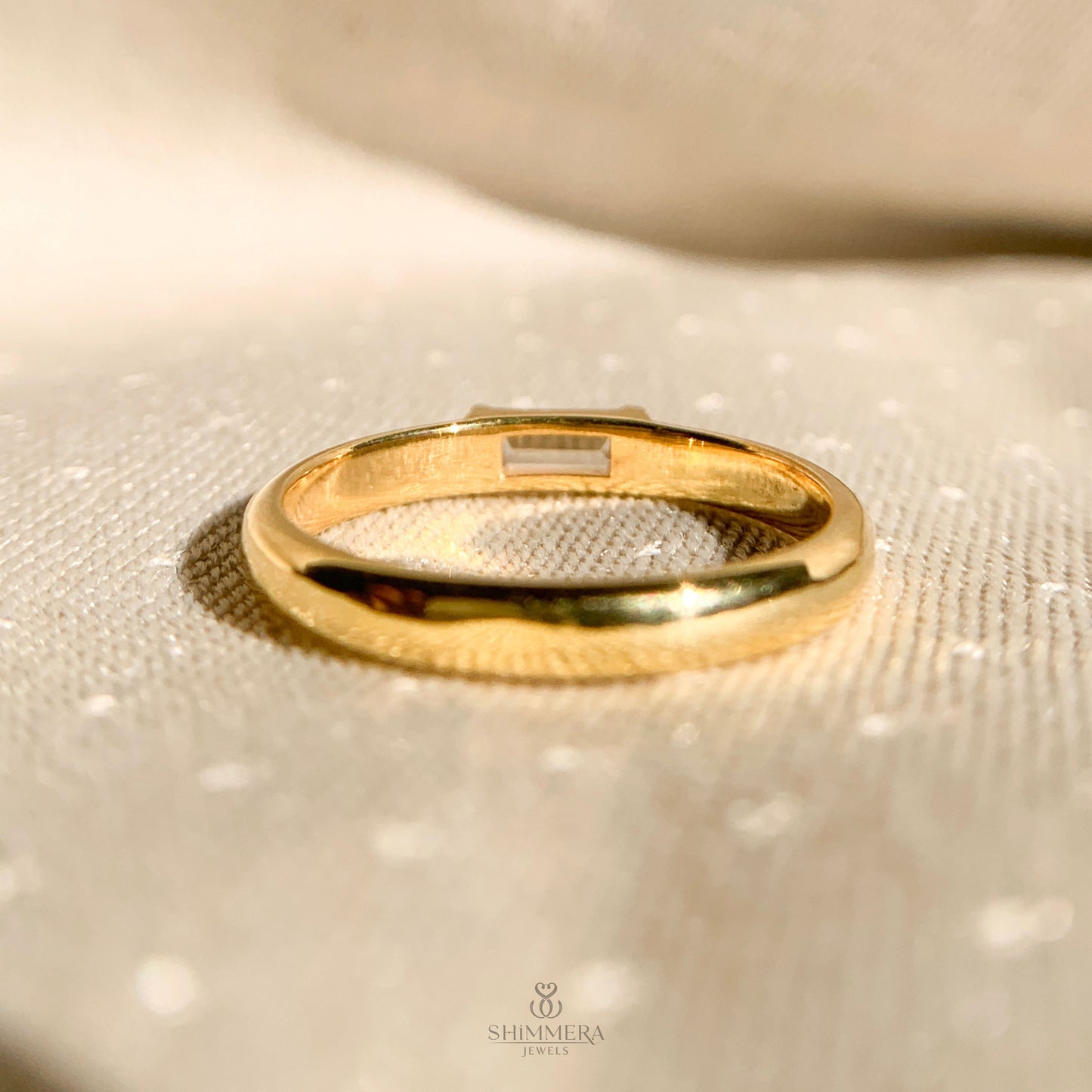 Elegant east-west set baguette diamond wedding ring for women