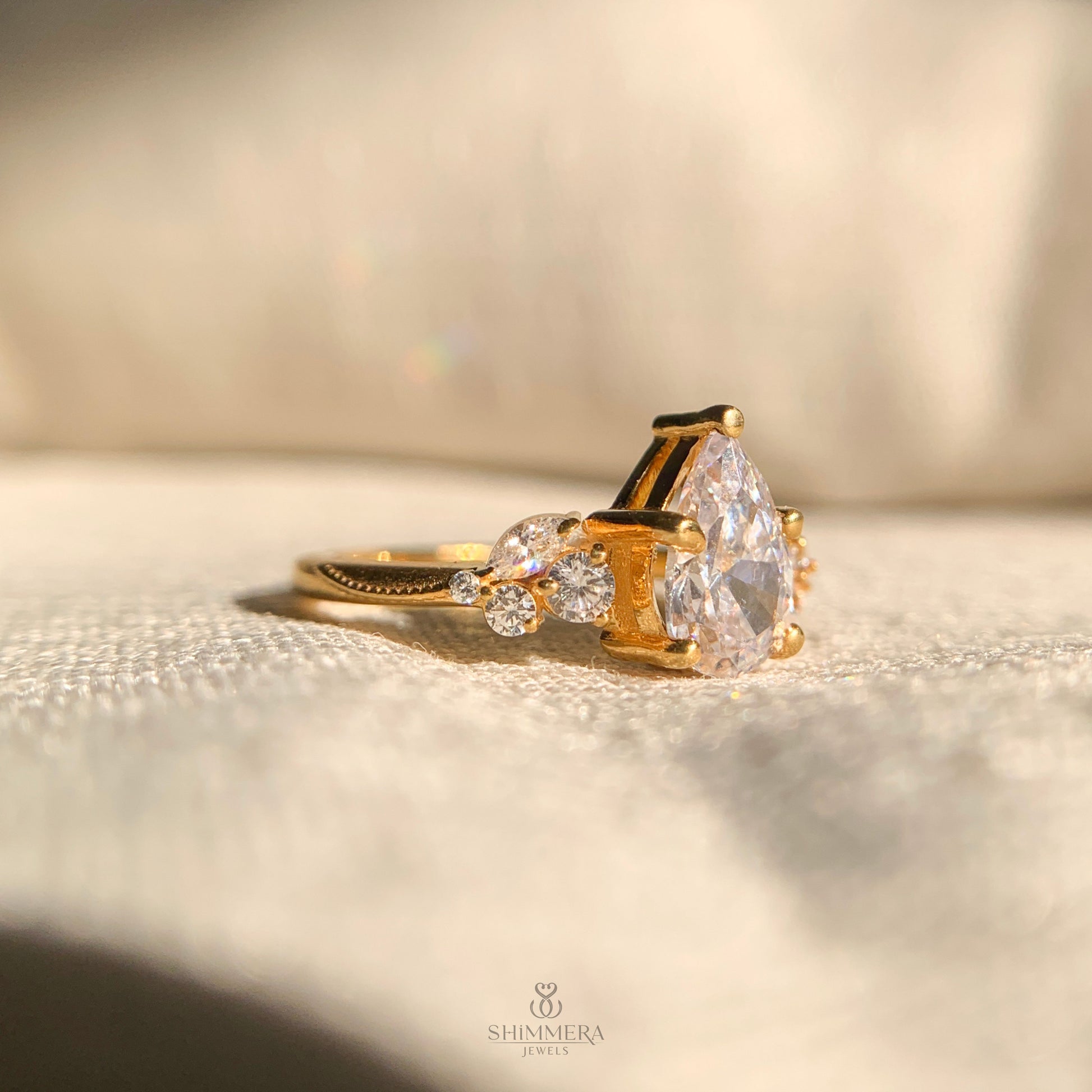 Pear Nature Inspired Engagement Rings