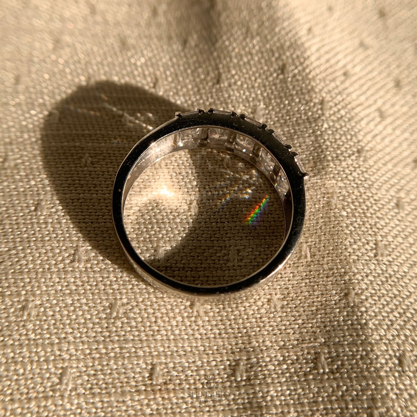 Emerald Shaped Diamond Wedding Band