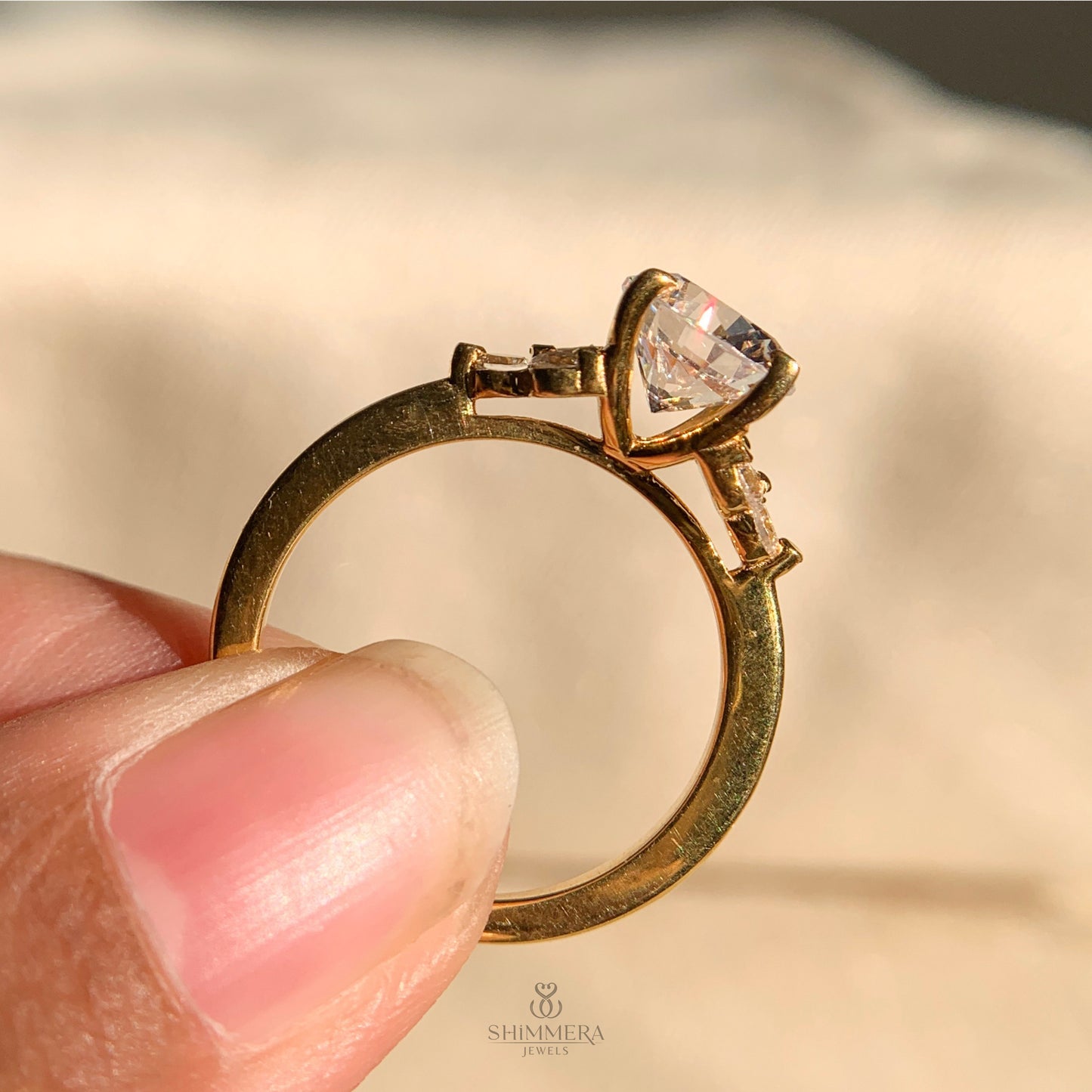 Round Cut With Side Stones Wedding Ring