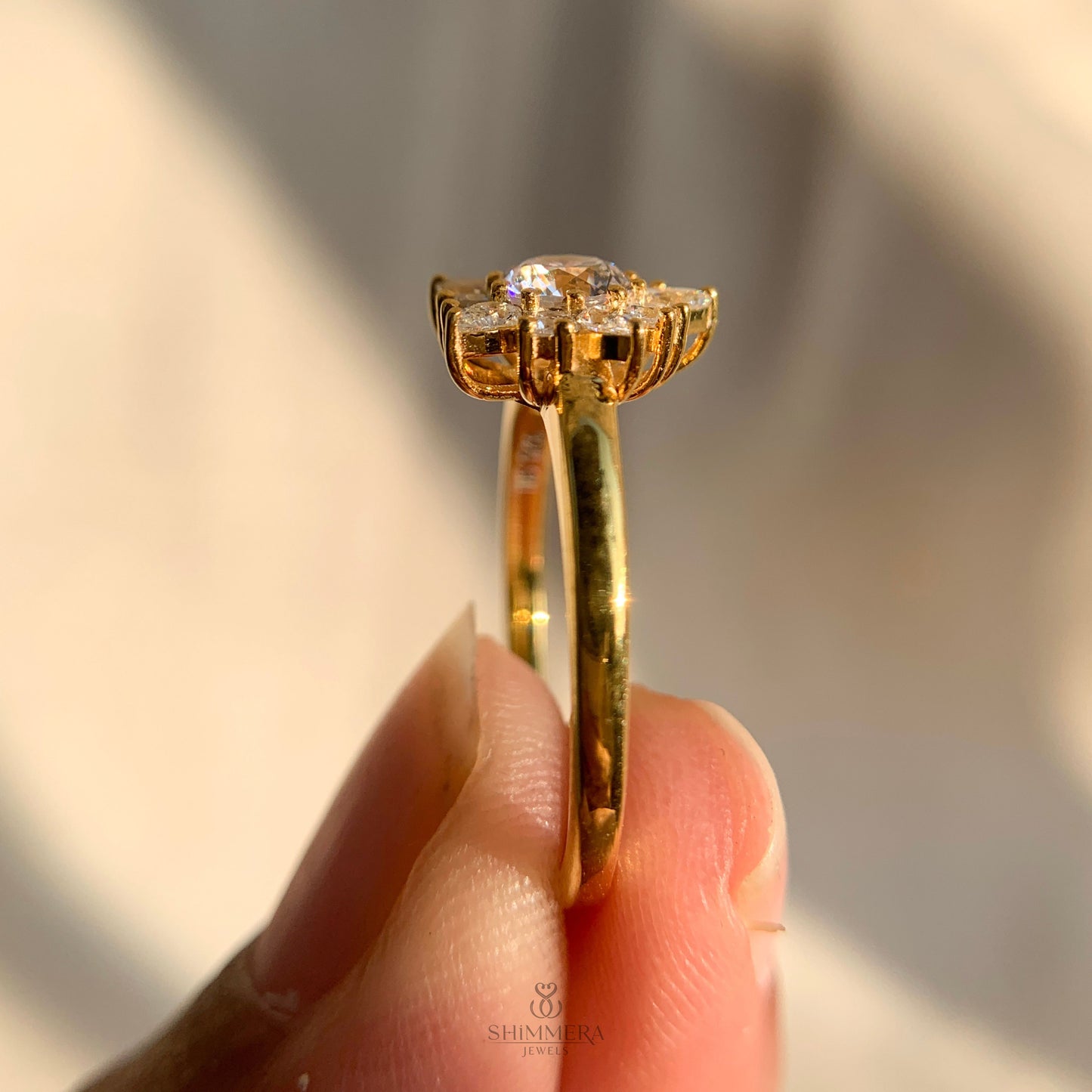 Romantic round and pear cut diamond engagement ring for women