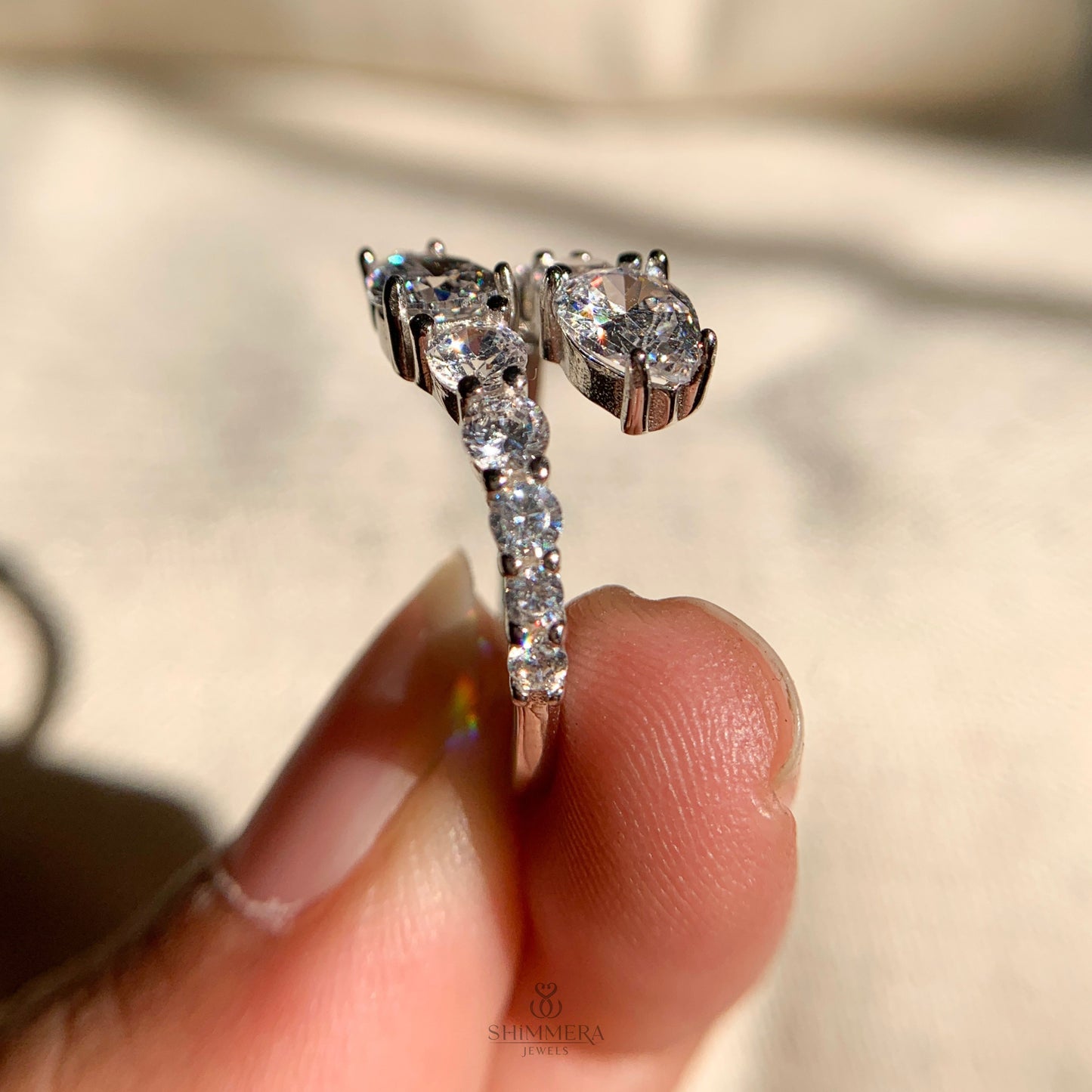 Snake Shape Graduated Diamond Wrap Ring