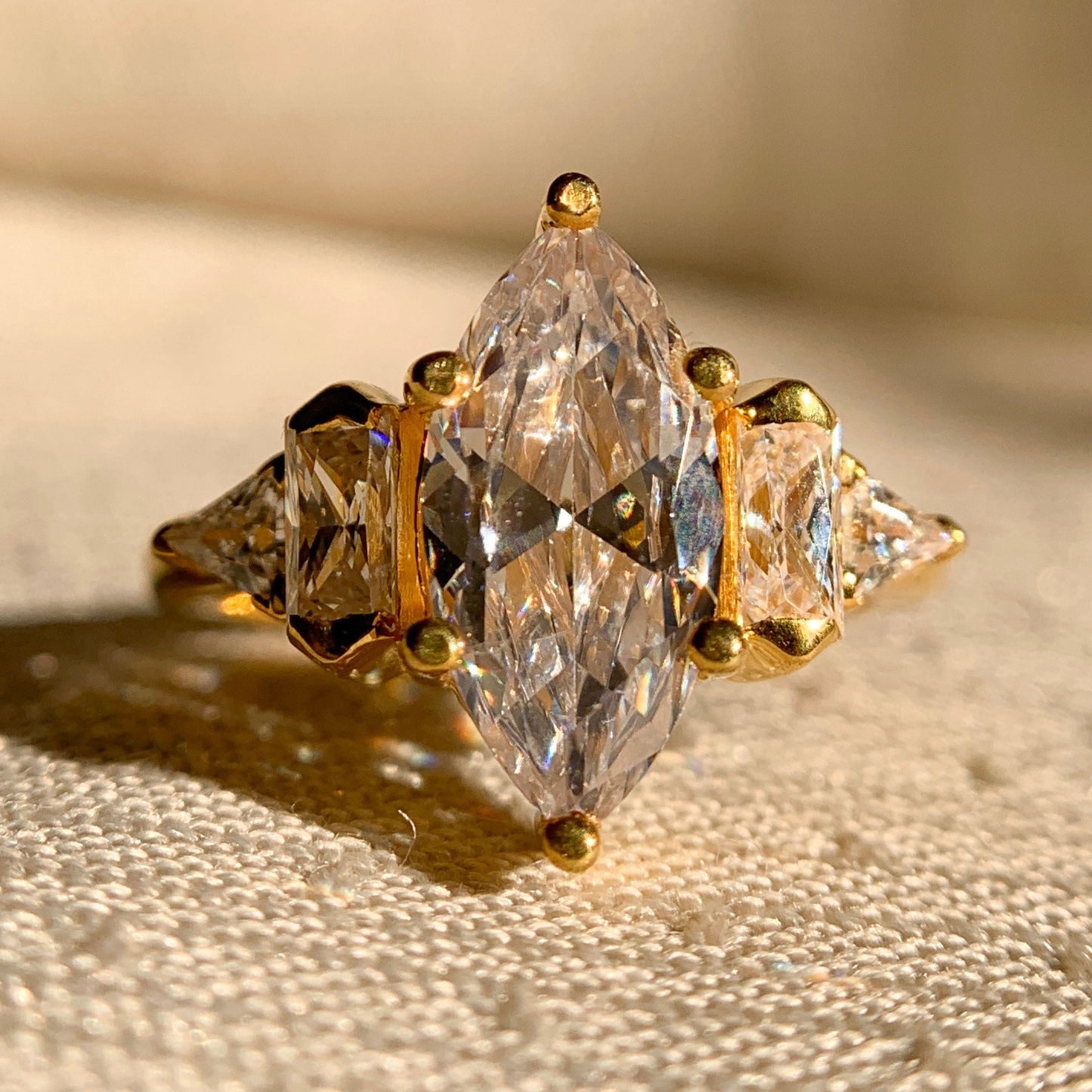 14k Yellow Gold Marquise Cut  Wedding Ring