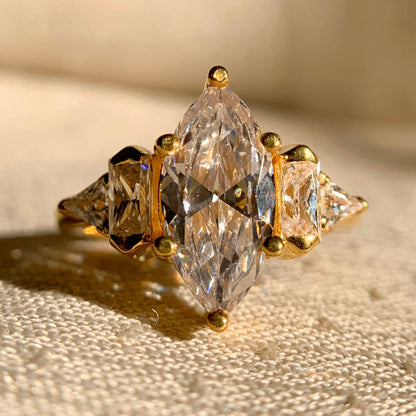 14k Yellow Gold Marquise Cut  Wedding Ring