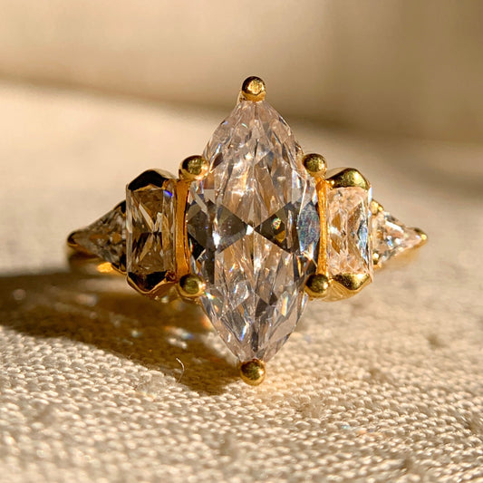 14k Yellow Gold Marquise Cut  Wedding Ring