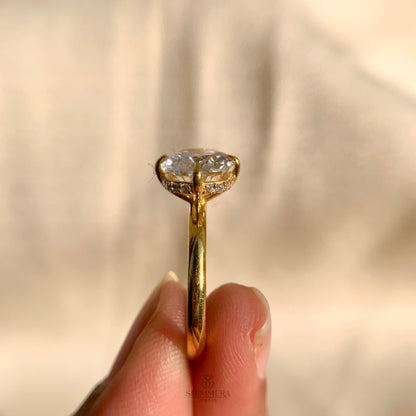 Cushion Cut Hidden Halo Engagement Ring