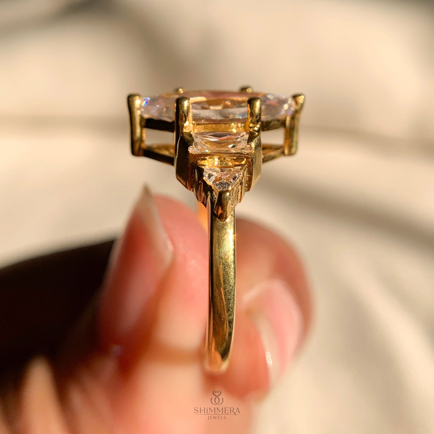 14k Yellow Gold Marquise Cut  Wedding Ring