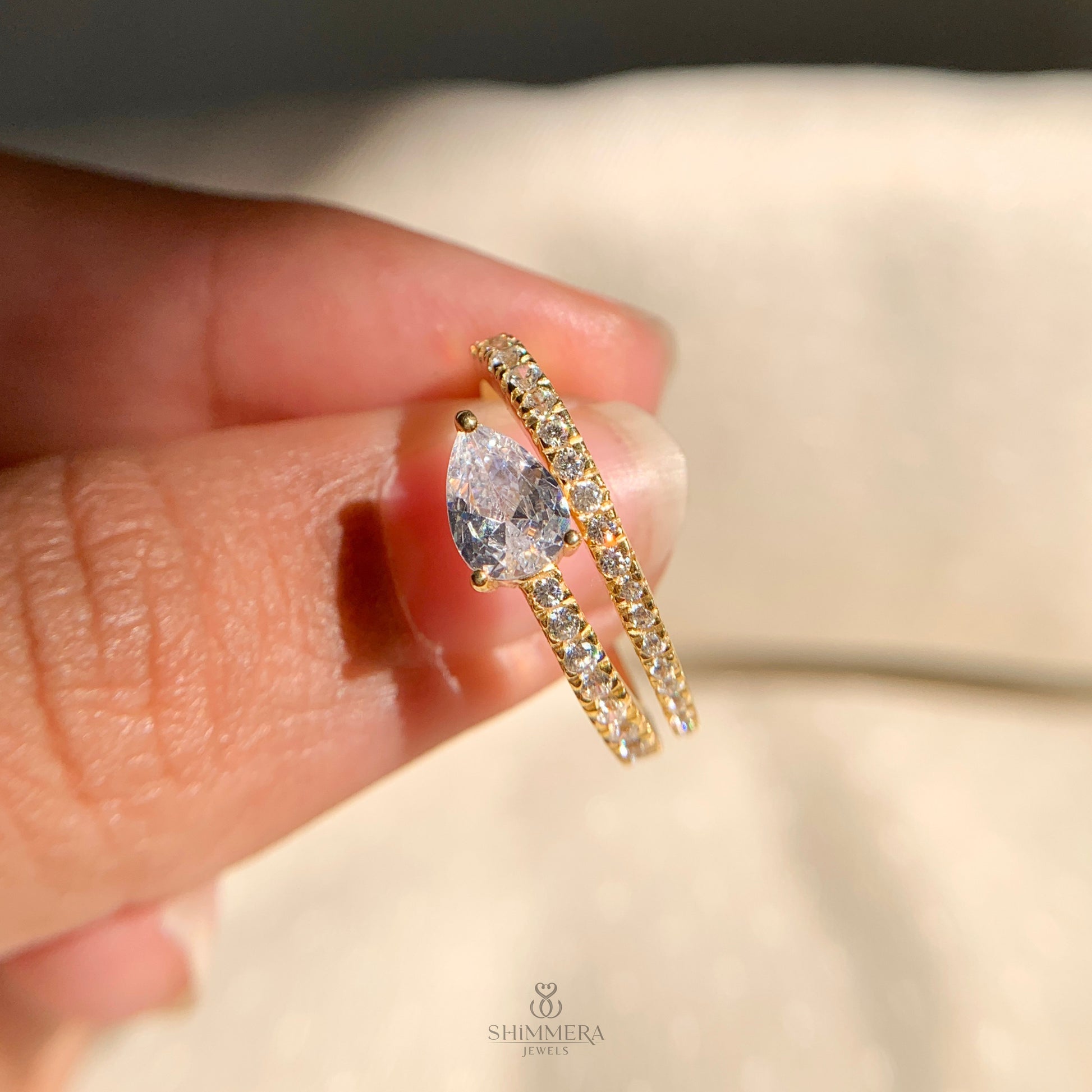 Pear cut lab diamond engagement or anniversary ring for her
