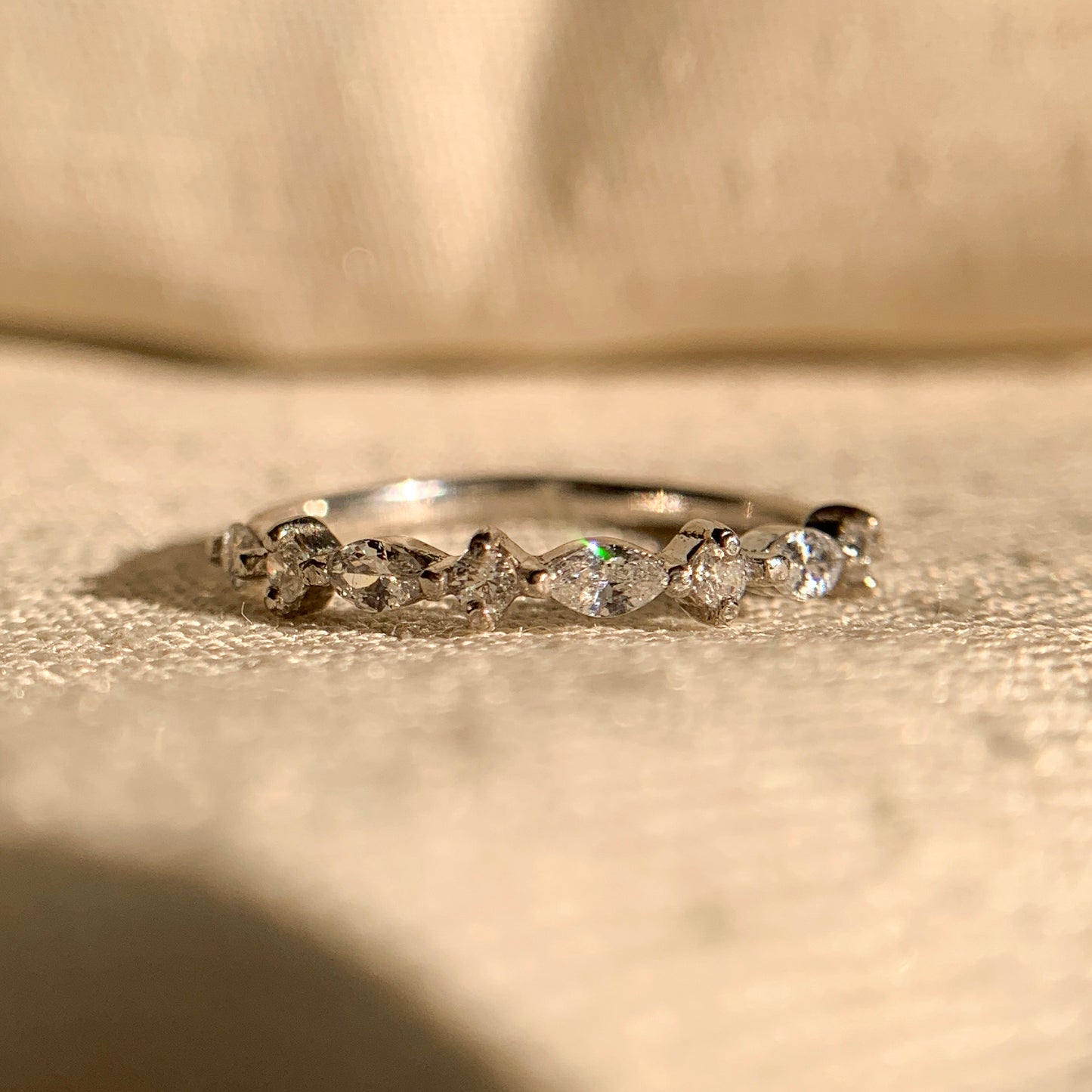 Horizontal Marquise and Round Diamond Ring